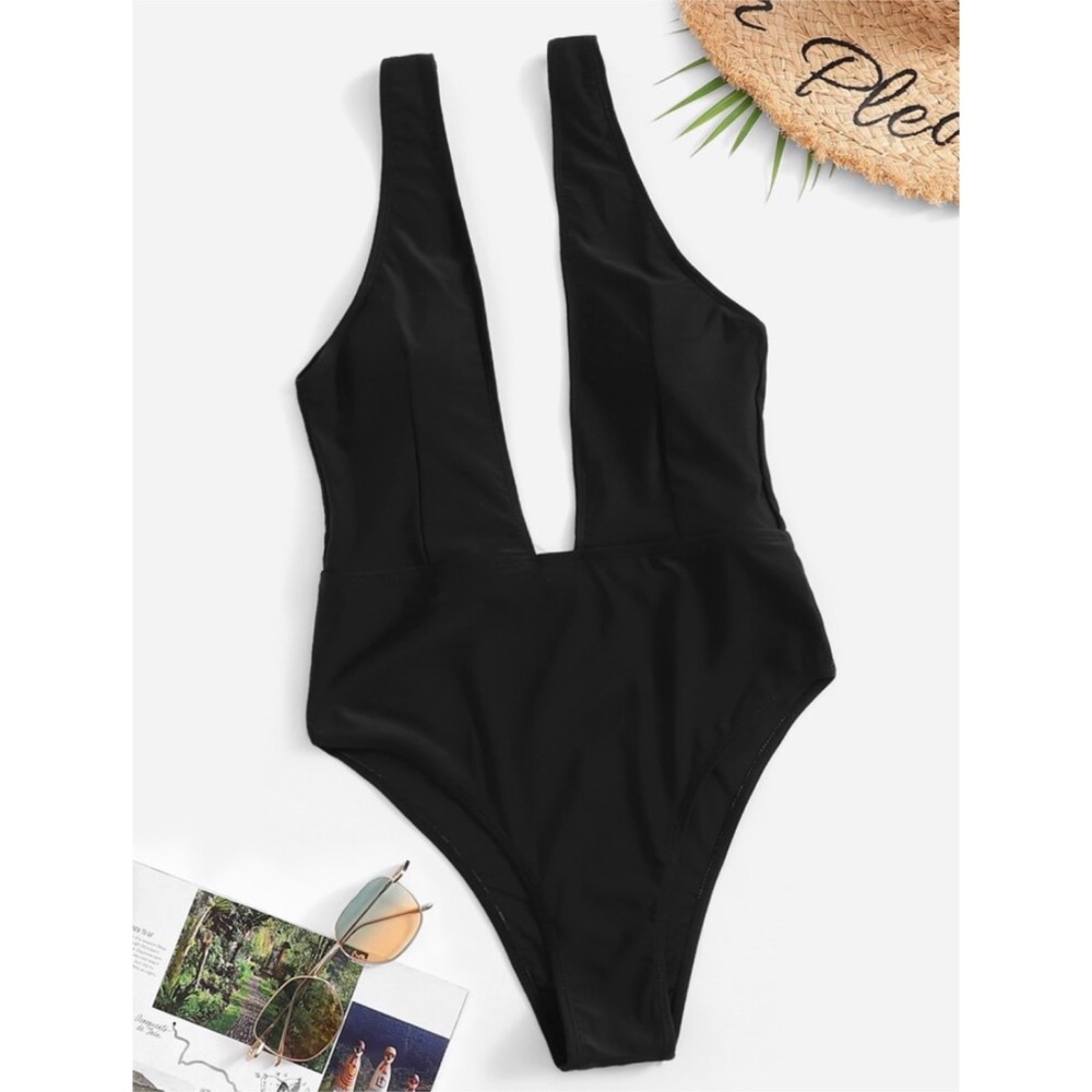Black plunge one piece